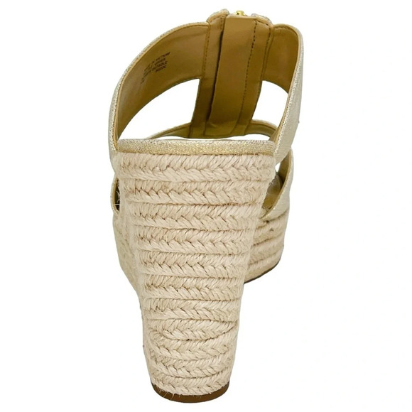 Michael Kors Bradley Gold Shimmer Womens Espadrille Wedge Sandals Size 10M - Picture 4 of 13